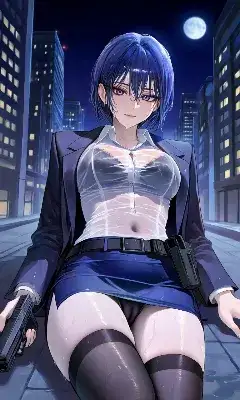 月夜に濡れた銃を持つ女刑事