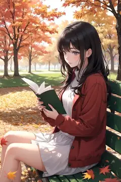 autumn park bench reading