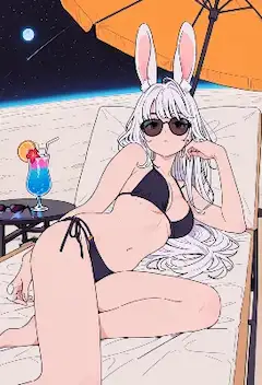 宇宙ビーチのウサギ娘の秘密休暇
