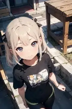 見上げる女の子