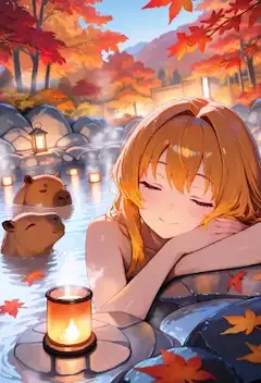 浸かるとカピバラが美少女になるお湯