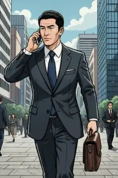 街角の決断：ビジネスマンの一瞬