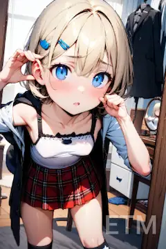 最近仲良くなったお友達とショッピングにいく為におめかしをしている三女