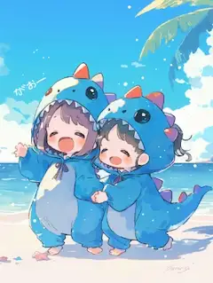 青い恐竜ツインズ