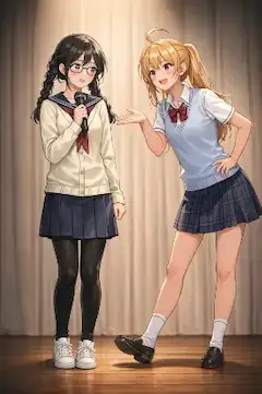 ステージの愉快な漫才コンビ