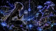 星空の湖畔で祈る光の巫女