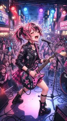 夜を揺るがすピンクのロック魂