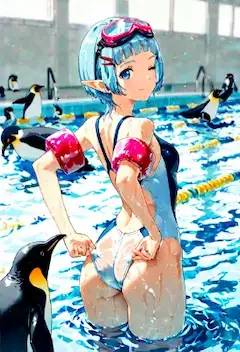 笑みの滲みと輪の反射、泳ぎの余韻