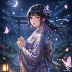 月夜の蝶と巫女の祈り