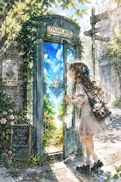 異世界へ続く古い電話ボックス。