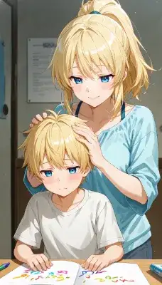 姉の優しい手が導く弟の学び