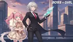 未来都市のボスと猫耳少女