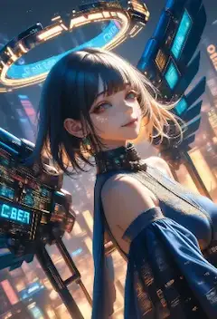 ネオンに輝くサイバーエンジェル