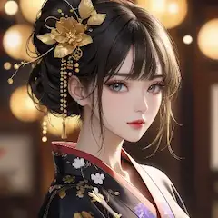 黄金の花飾りの美女