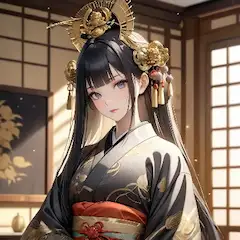 黄金の飾りを纏う黒髪の美女