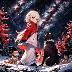 しし座流星群と少女とわんこ