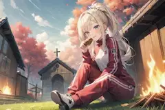 女神様も焼き芋で一休憩