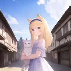 猫耳少女と猫