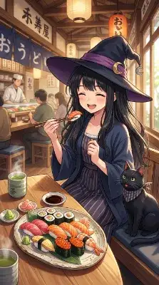 魔女と黒猫の寿司屋冒険