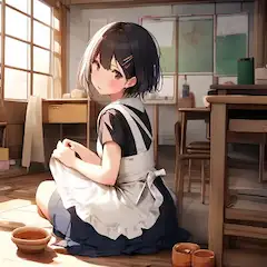 教室のメイド少女