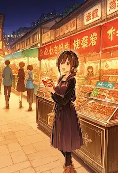 夜市の灯りに包まれた幸せの味