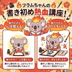 フラムちゃんが書き初めについての熱血講座！