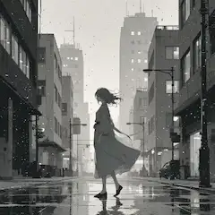 雨の街に消えた足音