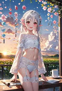 夕暮れの花園で囁くエルフの秘密