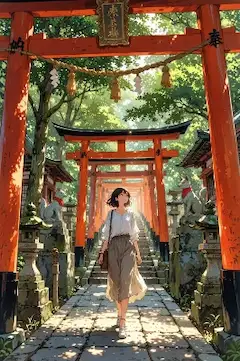 鳥居の先で出会う夏の祈り