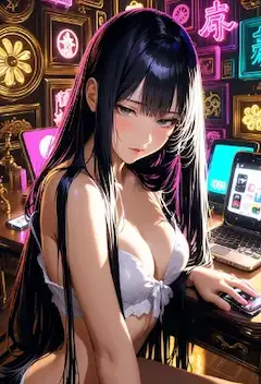 ネオンの部屋で囁く美女