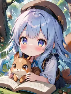 森の動物さんと一緒に読書をする♬