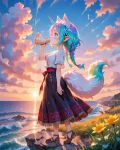 5枚）ほら貝とユニコーン娘
