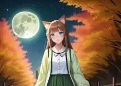 紅葉と月
