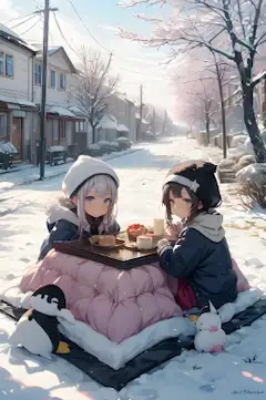 午前6時、家の前の車道にて