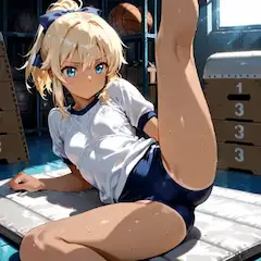 体育倉庫のストレッチタイム