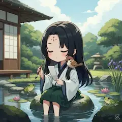 庭の俳人と小さな仲間たち