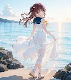 風に舞う白いドレス