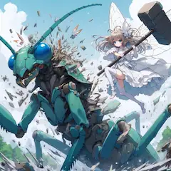 カマキリ VS チョウ