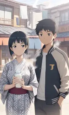 温泉街のミルクタイム