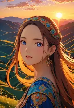 夕焼けと彼女