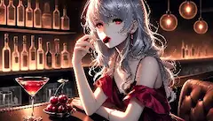 唇にチェリー