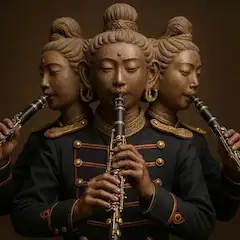 三面のクラリネット菩薩