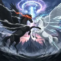 対決する黒白ペガサス