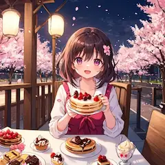 「えへへ、夜桜よりスイーツですね♪」