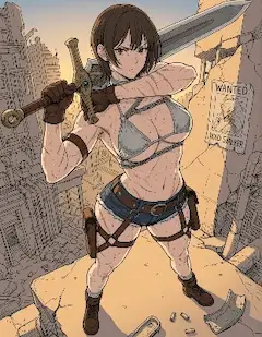 廃墟の剣士、虚空の影を斬る