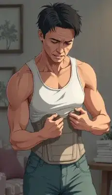 腰痛を患うトラックドライバーの中年男性