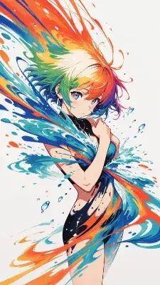 抽象画「海」人物有り