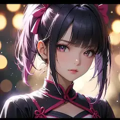 紫瞳の少女と夜の灯り