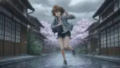 雨の桜道を、君の元へ走る