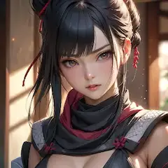 陽光に輝く黒髪の女影
